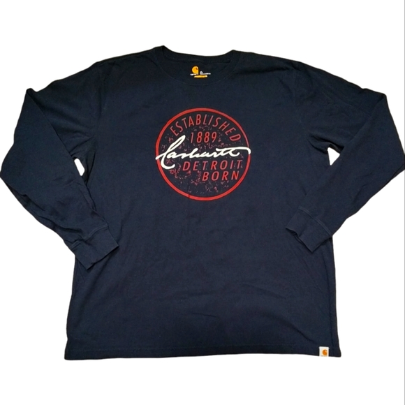 Carhartt Long Sleeve Relaxed Fit Graphic T-Shirt. Tag 103844412 Navy Blue. XL - Picture 1 of 2